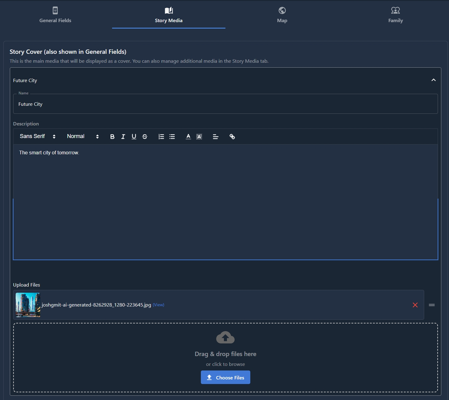 Story Cover in Media Tab