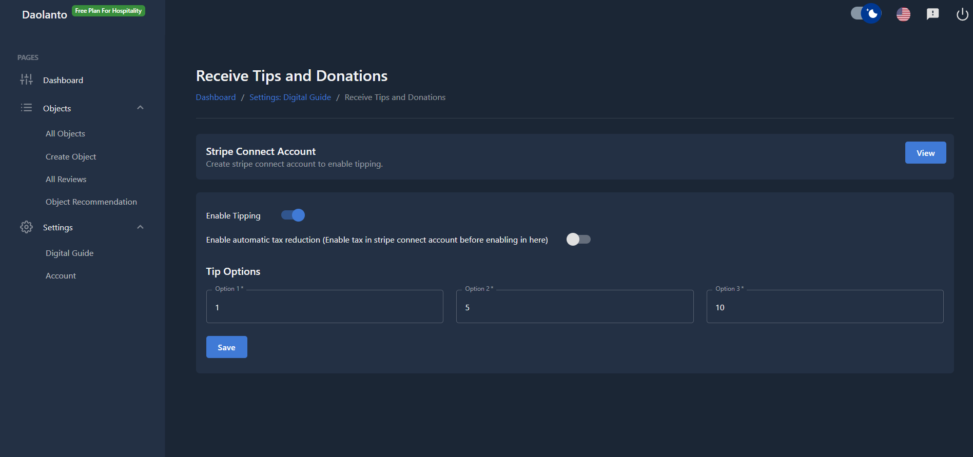 Receive Tips and Donations