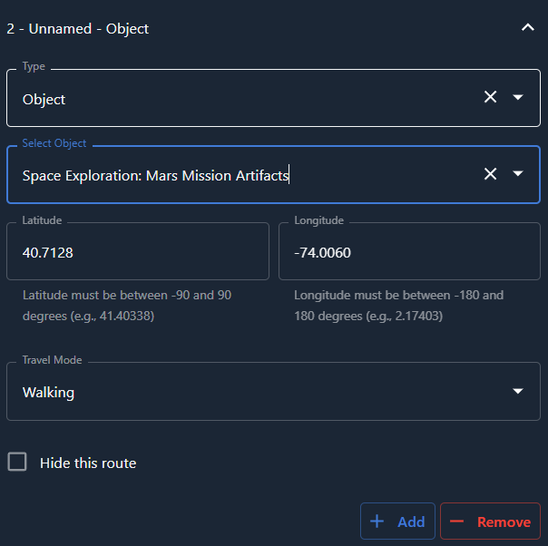 Route Point Object Type