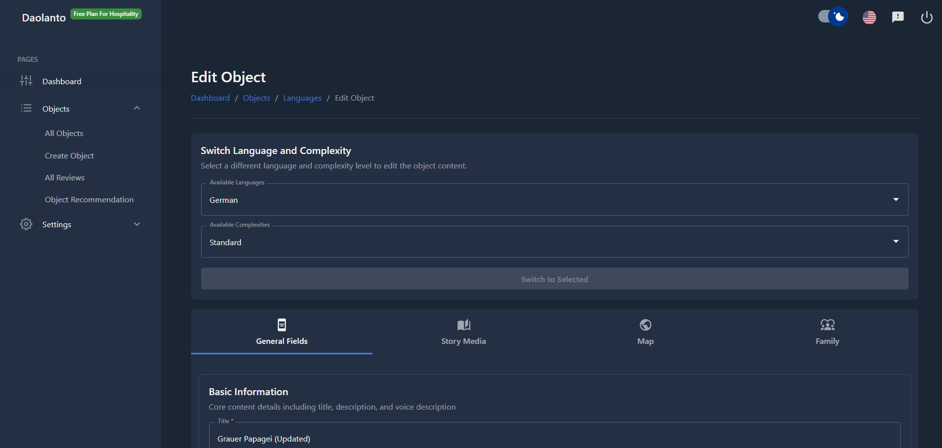 Edit Object (Language Editor)